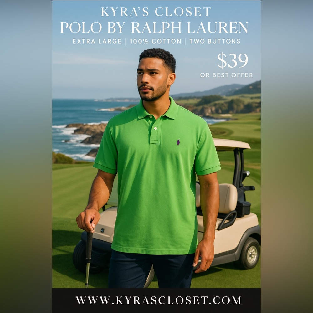 Polo by Ralph Lauren Men’s Polo Shirt – XL – Green – 100% Cotton